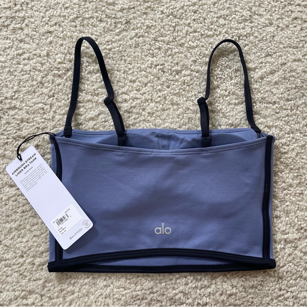 Alo Yoga Airbrush Streamlined Bra Tank Infinity Blue Size XS - Picture 2 of 2